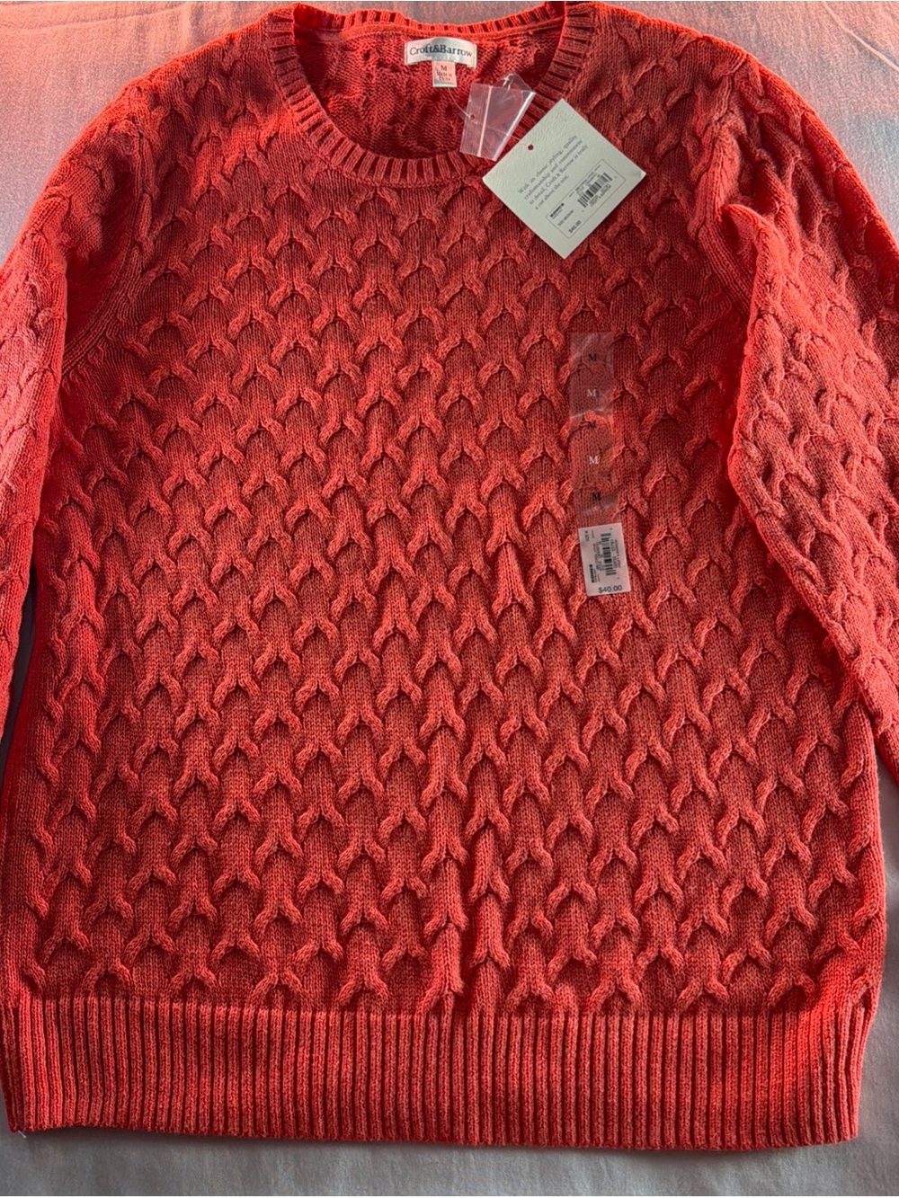 croft & barrow Bright Orange Cable Crewneck Sweater